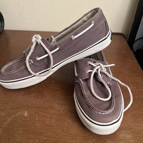 Sperry Top Sider 2-Eye Boat Shoes Lace Up Canvas grey Mens 10 - Picture 1 of 4
